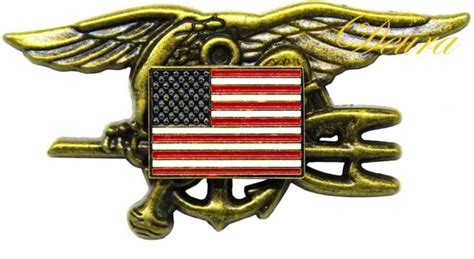 Us Navy Seals Special Warfare Seal Team Trident Insignia American Flag