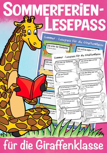 Giraffenklasse Sommerferien Lesepass Klassentier Giraffe