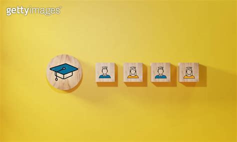 Male And Female Student Icons On Wooden Blocks Education Concept For