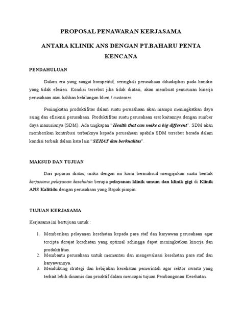 Contoh Proposal Pengajuan Kerjasama Format Microsoft Word Lembar Edu