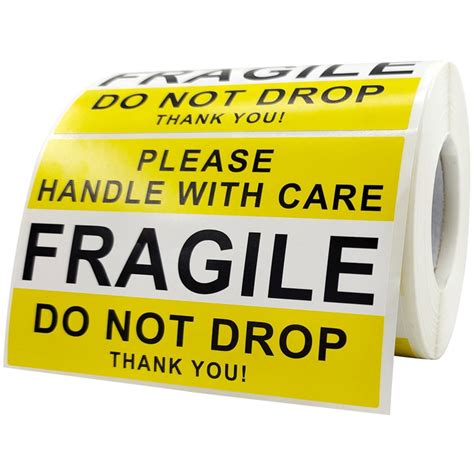 1 Roll Cargo Fragile Stickers Shipping Warning Decals Handle With Cares Labels