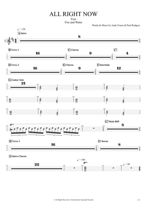 All Right Now Tab by Free (Guitar Pro) - Full Score | mySongBook