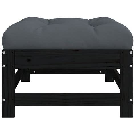 Repose Pied De Jardin Tabouret Pouf Tabouret Bas Avec Coussin Noir