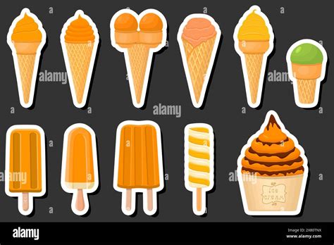 Illustration On Theme Big Kit Ice Cream Popsicle Different Types In