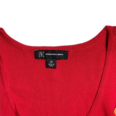 Inc International Concepts Tops Inc International Concepts Red Femme Long Sleeve Blouse