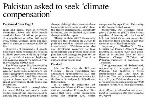 Dawn Epaper Sep Pakistan Asked To Seek Climate Compensation