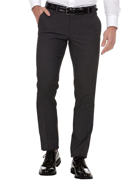 Exibit Pantaloni Uomo Neri Eleganti Slim Fit