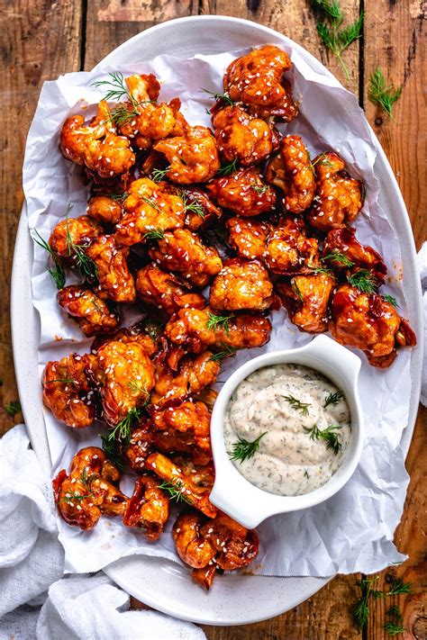 Vegan Cauliflower Buffalo Wings - Healthy and Baked - Two Spoons