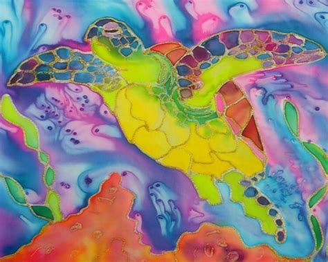 Sea Turtle print, Turtle art, Whimsical Turtle, Swimming Turtle, Green ...