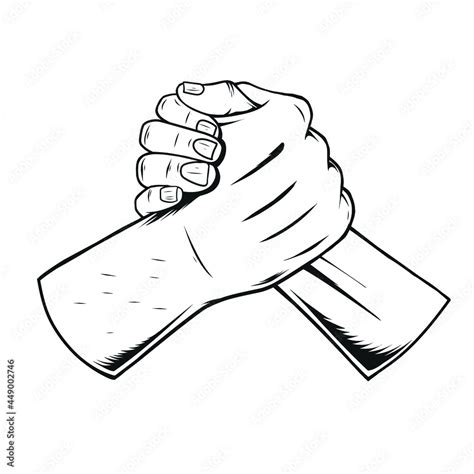 Bro Handshake Illustration ,Vintage style ,Monochrome color ,with ...