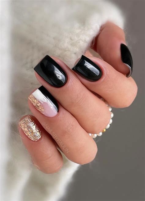 Glitter Nail Art Ideas For Glimmering Festivities Black Gold