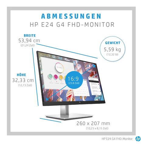 Hp E24 G4 605cm 238 Full Hd Ips Office Monitor 169 Vgahdmidp