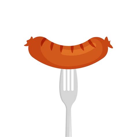 Premium Vector Grilled Sausage On A Fork Bbq Design Element Vector