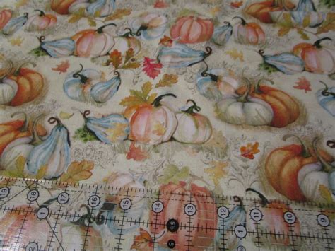 Pumpkins And Gourds Harvest Cotton Fabric By The Yard Etsy