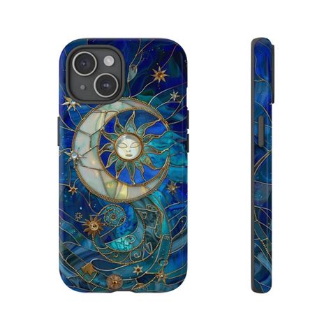 Celestial Moon Stained Glass Phone Case Etsy