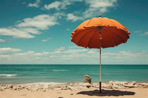 Premium Photo Umbrellas On The Beach The Sea Breeze Blows Gently