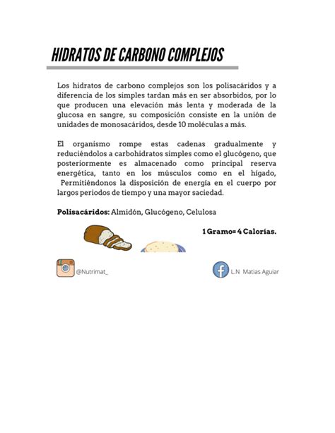 Hidratos De Carbono Complejos Lista De Alimentos