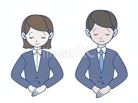 お辞儀をする会社員の男女イラスト No 23641301／無料イラストフリー素材なら「イラストac」