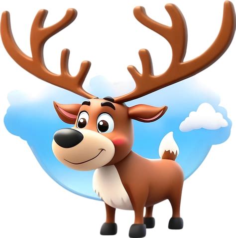 Premium Psd Cute Cartoon Reindeer Aigenerated