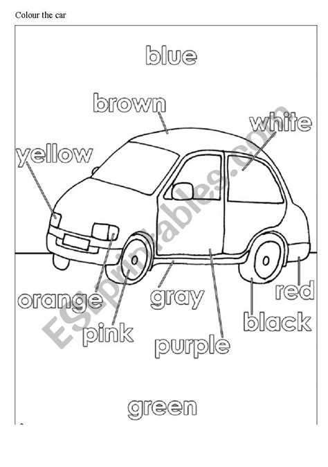 Car Parts Worksheet Printable