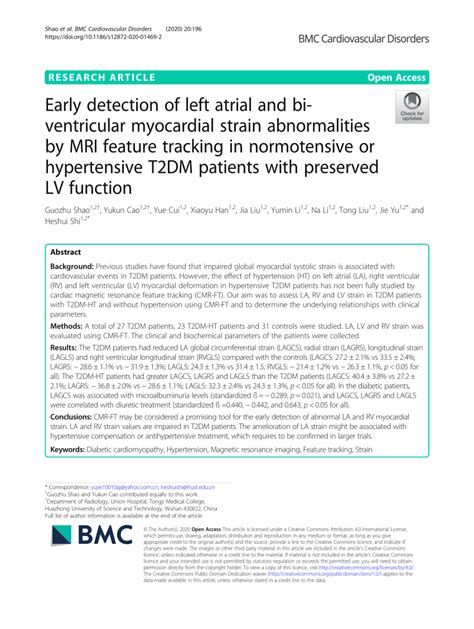 Pdf Early Detection Of Left Atrial And Bi Ventricular Myocardial