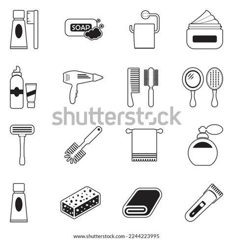 Bathroom Accessories Icons Line Fill Design Stock Vector Royalty Free