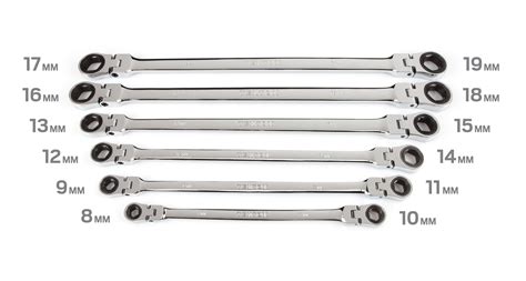 Tekton Wrn Extra Long Flex Head Ratcheting Box End Wrench Set With