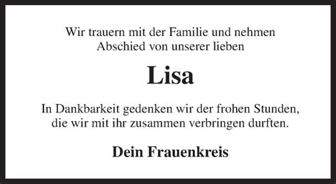 Traueranzeigen Von Lisa Nordwest Trauer De