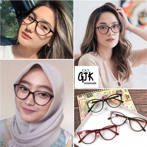 Jual FRAME KACAMATA WANITA CEWEK CAT EYE 608 LENSA MINUS PLUS CYLINDER