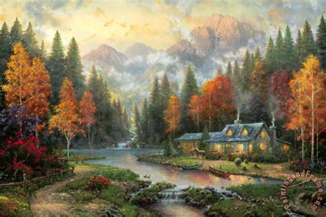 Thomas Kinkade Evening at Autumn Lake painting - Evening at Autumn Lake print for sale