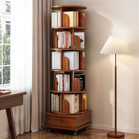 Red Barrel Studio® 681 H 5 Tier Rotating Rolling Bookcase With 1