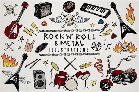 Rock 'n' Roll clipart & Heavy Metal Music Clip Art | Etsy