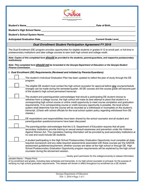 Dual Enrollment Student Authorization Fillable Form Apsu Printable