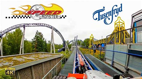 Speed Monster Roller Coaster On Ride Front Seat 4K POV TusenFryd Norway