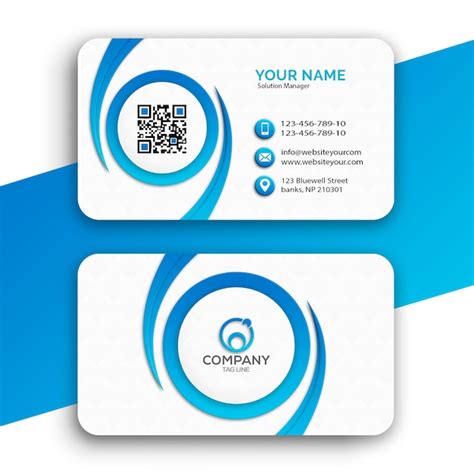 Mod Le De Carte De Visite Blanc Et Bleu Psd Premium