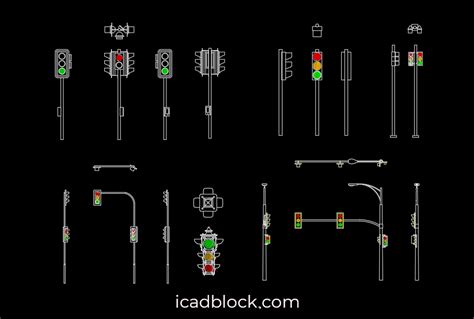 Traffic Light Cad Block Collection In Dwg Icadblock