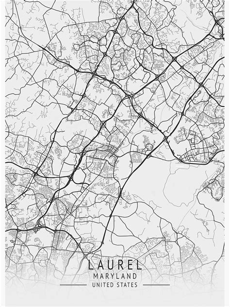 Laurel Maryland Us Gray City Map Poster By Ctmapprint Redbubble