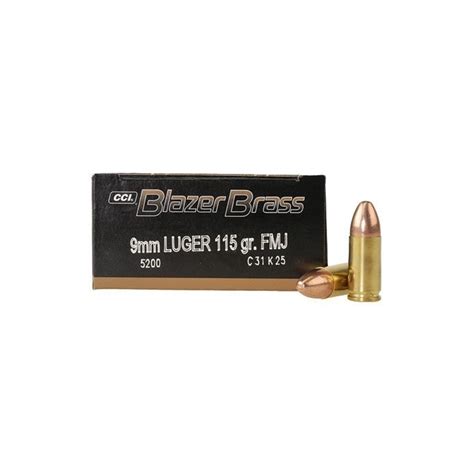 Cci Blazer Brass Ammo 9mm Luger 115 Grain Fmj 5200 At Glen S