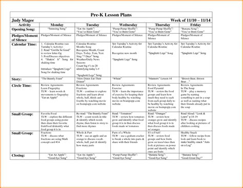 Prek Lesson Plan Template Template Business