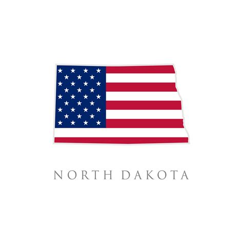 Shape Of North Dakota State Map With American Flag Vector Illustration