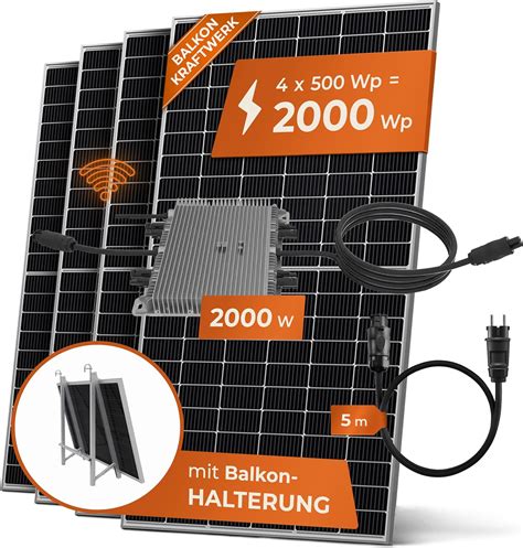 Solarway Balkonkraftwerk 2000W Komplett Steckdose 4 X 500W JaSolar