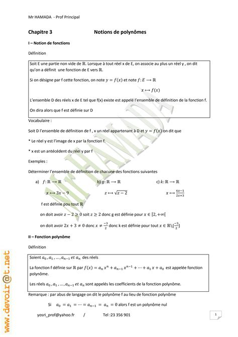 Solution Cours Math Chapitre Notions De Polyn Mes Me Sciences Mr