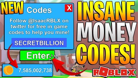 ROBLOX MINING SIMULATOR CODES NEW INSANE MONEY CODES YouTube