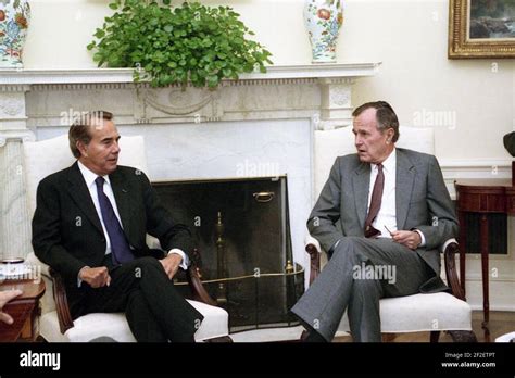 President George H W Bush Meets With Senator Bob Dole In The Oval