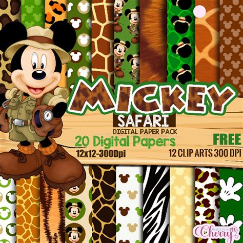 Mickey Mouse Safari Digital Paper Animal Print Pattern - Etsy