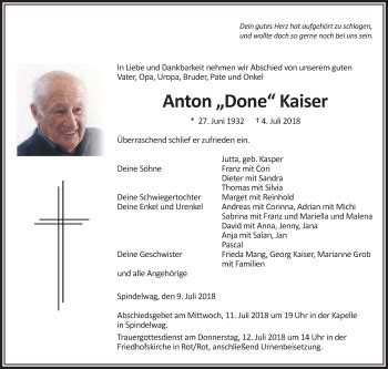 Traueranzeigen Von Anton Kaiser Schwaebische De Trauerportal