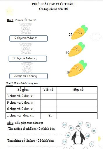 Bài Tập Cuối Tuần Toán Lớp 2 Kết Nối Tri Thức Học Kì 1 Có đáp án