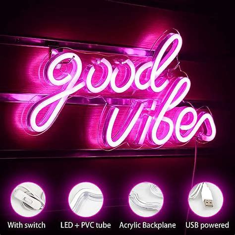 Wanxing Good Vibes Led Neon Light Signs Usb Power For Home Bar Bedroom