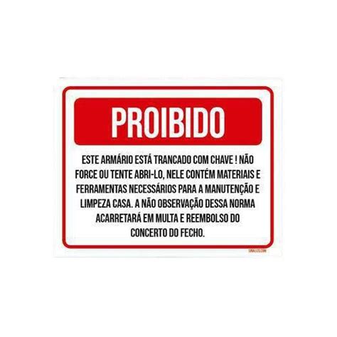 Kit Placas Proibido Arm Rio Trancado N O Abra Sinalizo Placa