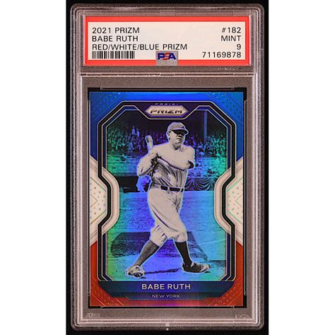 Babe Ruth 2021 Panini Prizm Prizms Red White And Blue 182 PSA 9